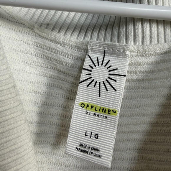 Aerie Off-White Ribbed Crew Neck Sweater - Picture 5 of 9